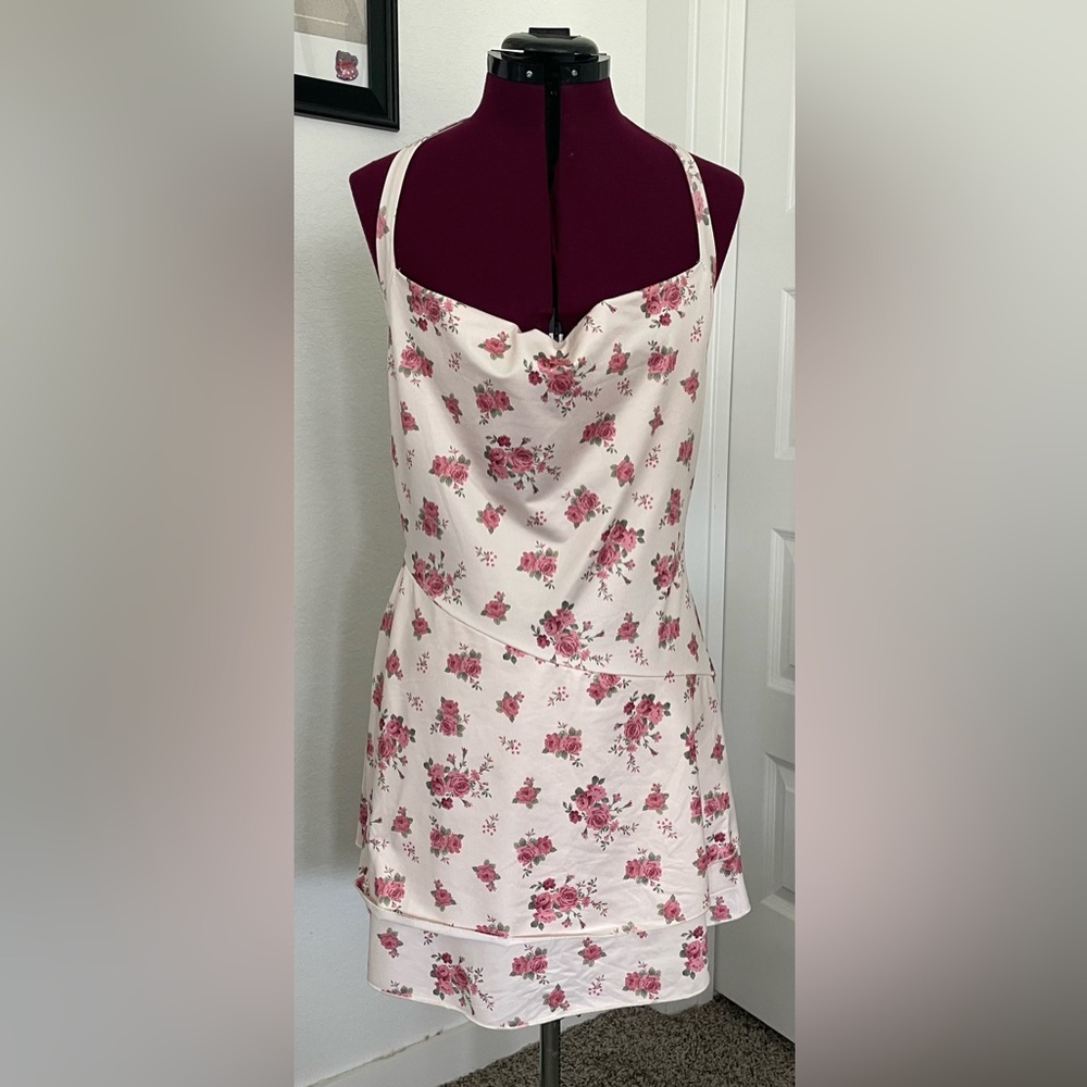 Floral Pink and White Dress